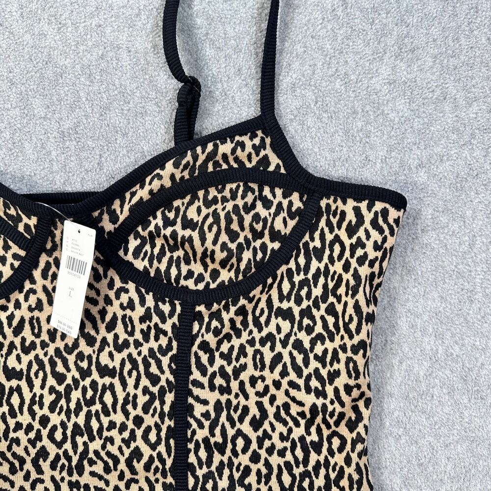 Anthropologie Blue Tassel Corset Cami Top Animal Print Womens Large Cropped New - Picture 3 of 9